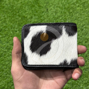 Portefeuille fin en cuir de vachette naturel avec poils, fait main, porte-cartes, finition haut de gamme - Product Image 1