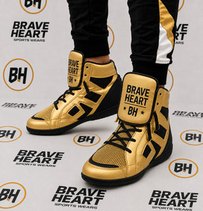 Zapatos de Boxeo de Alta Calidad No Boxing No Life en Color Dorado y Marrón para Entrenamiento de Boxeo - Product Image 6