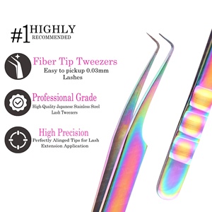 Pinces à cils professionnelles personnalisées avec logo, légères, multicolores, à 90 degrés, non corrosives - Product Image 1