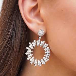 <b>Diamond</b> <b>Dangle</b> Wedding <b>Earrings</b> 14k 18k Solid Gold Round Cut Lab Grown Bridal Luxury Elegant Statement Fine Jewelry Manufacturer - Product Image 2