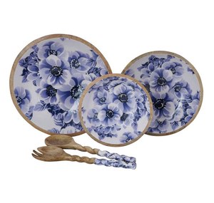 Eco Friendly Wooden Serving <b>Bowl</b> With Salad Server Enamel Printed For Tableware Dinnerware Snack <b>Soup</b> Serving <b>Bowl</b> At Best price - Product Image 6