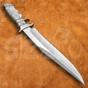 Couteau Bowie OEM fait main en acier SIZZCO D2 avec manche en pierre précieuse blanche, longueur totale de 15 pouces, pour la chasse, la survie et les activités tactiques en extérieur - Product Image 2