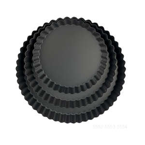 Moule à tarte rond cannelé noir de 7 pouces avec fond amovible pour la cuisson de tartelettes aux pommes, de cheesecakes et de desserts, fabriqué à Taïwan - Product Image 6