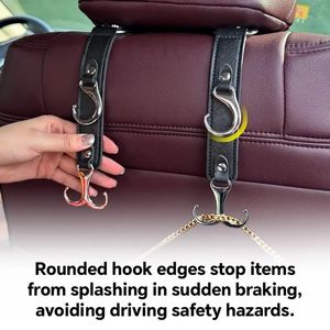 Ganci Multifunzionali in Ecopelle per Poggiatesta Auto, Set da 2 Pezzi, Ganci Portaoggetti per Sedile Auto in PU - Product Image 4