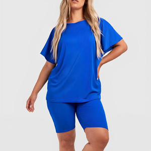 New Arrival Custom Logo Print Ladies T Shirt And Shorts <b>Set</b> Full Customized Breathable Lightweight Cotton <b>Twin</b> <b>Set</b> For Women - Product Image 3