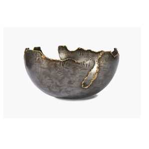 Frutero de Metal Dorado Martillado de Lujo, Plato para Servir Ensaladas con Acabado de Latón Premium, Elegante Centro de Mesa Grande - Product Image 2