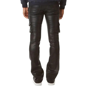 Pantalon cargo en cuir pour homme, coupe confortable, design personnalisé, poches fonctionnelles, usage quotidien, pour jeunes. - Product Image 2