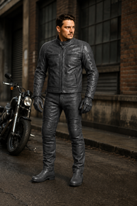 Combinaison de moto en cuir véritable de qualité supérieure pour homme, grande taille, respirante, résistante à l'abrasion, veste et pantalon de motard urbain - Product Image 2