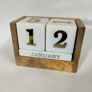 Calendario Perpetuo de Mármol de Lujo 2026 con Soporte de Madera, Calendario de Bloques de Fecha para Decoración de Hogar y Oficina, y Regalo - Product Image 5