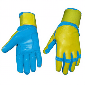 Guantes de Béisbol de Cuero Azul y Amarillo, Ambidiestros, con Cierre de Gancho y Bucle, Soporte de Muñeca Duradero, Logotipo Personalizado, Entrenamiento Unisex - Product Image 1