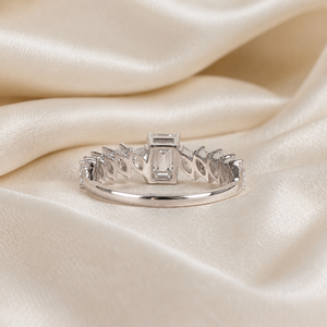 Emerald & Marquise Lab Grown <b>Diamond</b> <b>Ring</b> | 18K White Gold <b>Ring</b> Elegant Bridal Engagement Anniversary Jewelry | VVS <b>Diamond</b> - Product Image 3