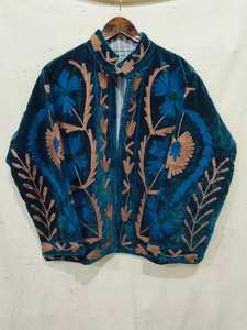 เสื้อแจ็คเก็ตผู้หญิงผ้ากำมะหยี่ปักมือลายดอกไม้แบบซูซานี คอตั้ง แขนยาว ระบายอากาศได้ดี กันลม ผลิตจากผ้าฝ้าย - Product Image 3