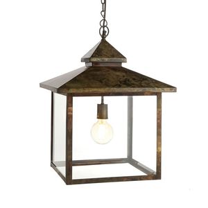 Modern Rectangular Outdoor Indoor Hanging Lantern Pendant Light Metal Frame - Product Image 1