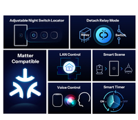 Prix en gros Sonoff T6 Interrupteur mural intelligent compatible Matter via protocole Wi-Fi, liaison SmartThings, type 120, norme américaine, scénario intelligent