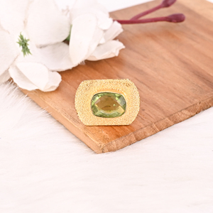 Fashion Hydro Gemstone <b>Brass</b> Gold Plated Handmade Stylish <b>Ring</b> for Women - Product Image 4
