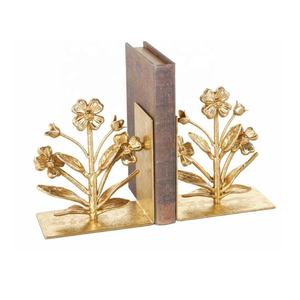Serre-livres décoratif floral en métal doré avec détails scintillants Porte-livre Organisateur de bureau et d'étude pour étagères à livres Cadeau idéal Décoration - Product Image 2