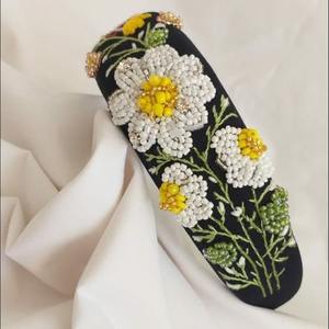 Latest <b>beaded</b> Elegant Trendy Beads Embroidery Hairband Custom Size Girls/Women Export Quality <b>Headband</b> in India - Product Image 4