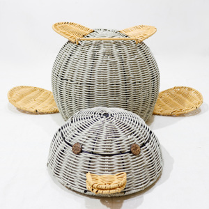 Woven Duck Shape Storage <b>Basket</b> With Lid Minimalist Design Animal Shape Decorative Container - Product Image 4