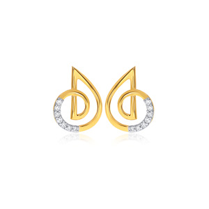 Boucles d'oreilles en or 18 carats avec diamants étincelants, diamants de laboratoire taille ronde, bijoux fins de créateur pour femmes - Product Image 1