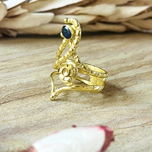 Hot Design Boho <b>Snake</b> Black Onyx <b>Ring</b> Boho Brass Jewelry for Women 18k Gold Plated <b>Snake</b> Floral <b>Ring</b> for Wholesale/OEM/ODM - Product Image 2