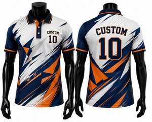 Custom Men's <b>Polo</b> Shirt Geometric Pattern Short Sleeve Sporty Quick Dry Digital Printed Team Uniform White Navy <b>Orange</b> - Product Image 1