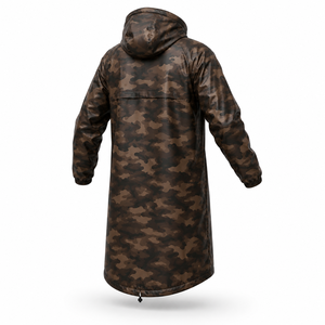 Veste de pluie imperméable à capuche longue camouflage marron personnalisée, coupe-vent, respirante, pour hommes et femmes, randonnée, pêche, camping - Product Image 3