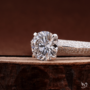 2 CT round cut lab grown <b>diamond</b> IGI certified engagement <b>ring</b> with micro pave band in 10K white gold <b>ring</b> - Product Image 2