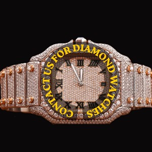 Trendy Moissanite Diamond Full Iced Quartz Fashion Business Sport Man Watch Stainless Steel White Gold Plated Watch for Man's - Product Image 1