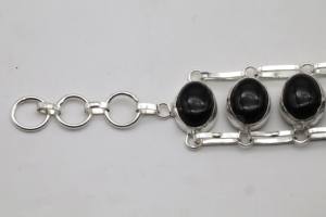 Black Spinel German <b>Silver</b> Adjustable <b>Bracelet</b> Natural Black Spinel Gemstone <b>Cuff</b> Handmade Fashion Jewelry - Product Image 2