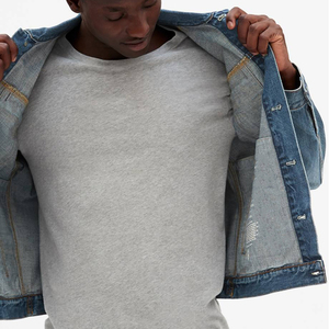 Wholesale Fashionable Customized <b>Lightweight</b> <b>Denim</b> Jeans <b>Jacket</b> High Quality Men's Color Block <b>Jacket</b> - Product Image 5
