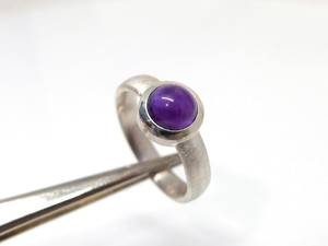 Amethyst <b>Ring</b> 925 Sterling Silver Minimalist Purple Gemstone Cabochon Handmade February Birthstone Jewelry - Product Image 3