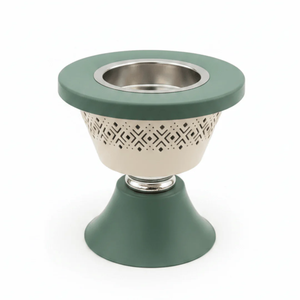 Quemador de Incienso de Acero Inoxidable con Patrón Geométrico, Base Verde, Difusor de Aromaterapia para Uso en Interiores - Product Image 2