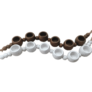 Guirlande de bougeoirs à perles modernes à 6 sections, lanterne en bois de mangue artisanale indienne, décoration de Noël et de mariage - Product Image 1