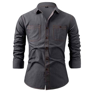 Camisa de Mezclilla a Cuadros para Hombre, Marca Solid International, Mezcla de Algodón y Spandex, Antiarrugas, Secado Rápido, Ecológica, Manga Larga - Product Image 2