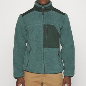 Men's Color Block Zip Up <b>Fleece</b> Jacket Stand Collar <b>Sherpa</b> Winter Coat - Product Image 6