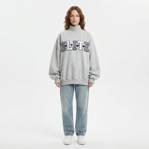 Oversized <b>Turtleneck</b> Mock Neck Sweatshirt Women Color Blocked Letter Print Cotton Knitted Autumn Streetwear Pullover <b>Sweater</b> - Product Image 5
