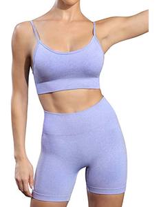 <b>Women</b> Athleisure Matching Set Elastic Crop Top & High Rise Cycling <b>Shorts</b> Casual Fitness Apparel - Product Image 2