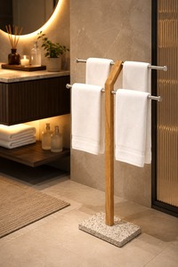 Minimalist <b>Wall</b> <b>Mounted</b> Three Layer <b>Towel</b> Rack Stainless Steel Bathroom Hooks <b>Rails</b> Rust Proof Rectangle Shape - Product Image 6