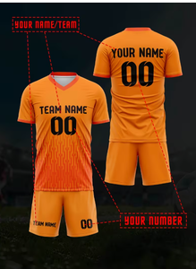Conjunto de Camiseta de Fútbol con Cuello en V, Manga Corta, Naranja, Impresión por Transferencia de Calor, Poliéster, Nombre del Equipo 00, Unisex, Absorbe la Humedad, para Todas las Temporadas - Product Image 5