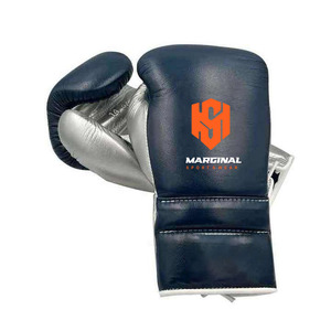 Custom New Marginal Boxing Gear Set Leather <b>Gloves</b> Headgear Groin Guard Blue <b>Silver</b> Logo Printed Martial Arts Training Equipment - Product Image 2