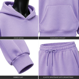 Conjunto de Sudadera con Capucha Oversize Lavanda para Mujer, Pantalones Jogger Casuales, Ropa de Descanso, Ropa Urbana, Proveedor Mayorista de Ropa Personalizada - Product Image 4