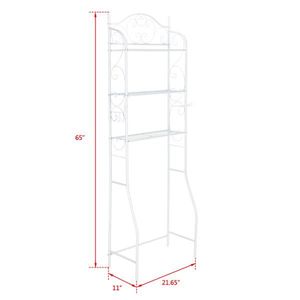 Scaffale angolare in metallo bianco a 3 livelli da posizionare sopra il WC, con finitura in plastica, per doccia e bagno - Product Image 4