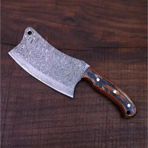 Cuchillo de Cocina Burraq OEM Hecho a Mano de Acero de Damasco de Grado Industrial, Cuchillo Multifuncional con Patrón de Gota de Lluvia, Funda de Cuero - Product Image 5