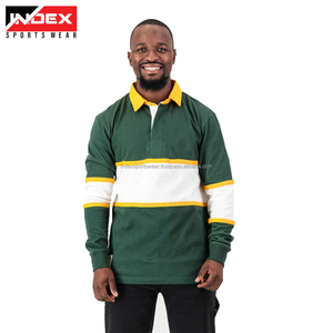Index Men's Green Yellow White Color Blocked USA Rugby Shirt Full Sleeve Turn-<b>down</b> Collar Breathable Cotton Sportswear - Product Image 1