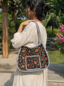 Floral Print Quilted Cotton Tote Bag <b>Large</b> Open Top Shoulder <b>Handbag</b> Fashion Durable Foldable for Daily Shopping Travel Beach - Product Image 2