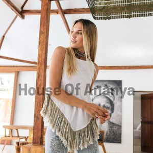 Top de Lino Blanco con Flecos para Mujer, Estilo Boho Ibiza, Top de Verano Hecho a Mano, Ropa de Playa sin Mangas, Top Blanco, Regalo para Mujer - Product Image 1