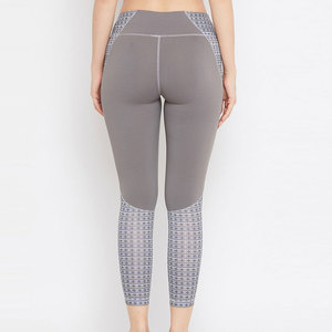 Leggings de Yoga de Cintura Alta con Estampado Geométrico, Largo hasta la Pantorrilla, Spandex y Poliéster, Elásticos en Cuatro Direcciones, Diseño con Costuras en Contraste - Product Image 2