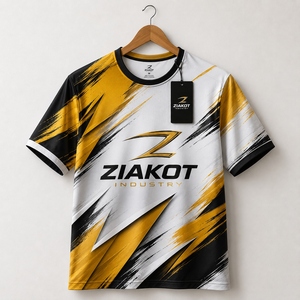 เสื้อยืด ZIAKOT ดีไซน์ใหม่สำหรับผู้ชาย ลายพิมพ์ 3 มิติ สีทอง-ดำ-ขาว ลายเส้นนามธรรมแบบแปรงทาสี  สำหรับการแสดง - Product Image 1