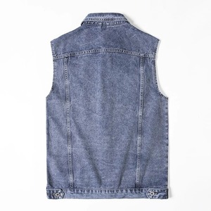 <b>Mens</b> Streetwear Fashion Denim <b>Vest</b> <b>Slim</b> Cut Button Up Waistcoat Modern Streetwear Sleeveless Denim Jacket For Sale - Product Image 3