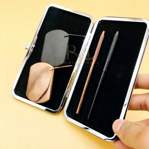 <b>Square</b> Shape Eyelash Extension <b>Mirror</b> Rose gold plasma Color And Black Powder Coated Color Lash Artist Tool And magnetic Case - Product Image 3